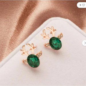 Crystal Antler Stud Earrings for Women